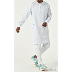 Qamis Court SUBTIL Blanc/Vert