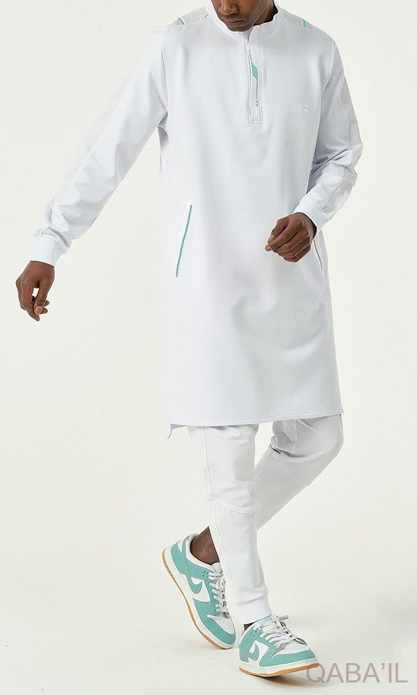 Qamis Court SUBTIL Blanc/Vert