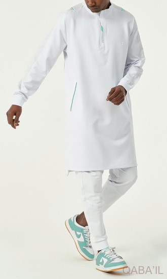 Qamis Court SUBTIL Blanc/Vert