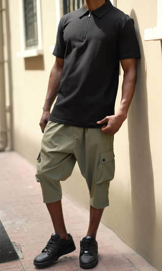 POLO ZIP KETEN NOIR