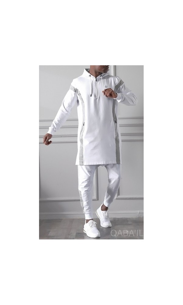 ENSEMBLE QAMIS COURT VELOCE  BLANC/GRIS