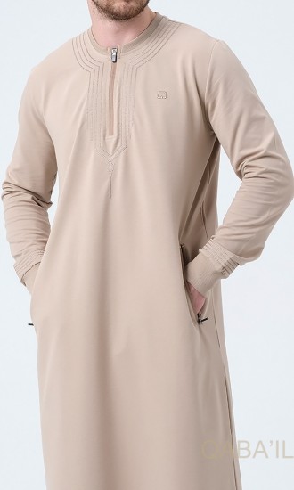 Qamis Long SHAM Brode beige