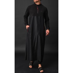 Qamis Long SUBTIL Noir/Rouge