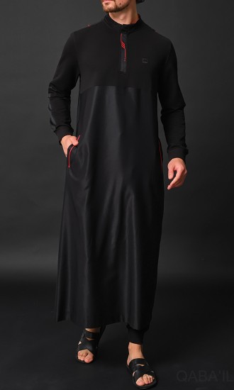 Qamis Long SUBTIL Noir/Rouge