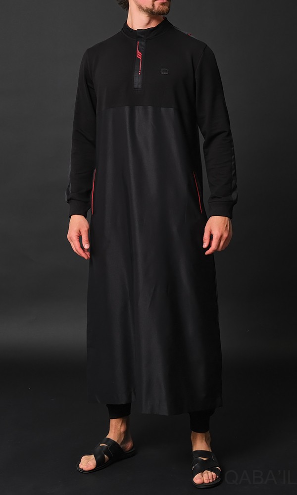 Qamis Long SUBTIL Noir/Rouge