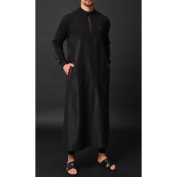 Qamis Long SUBTIL Noir/Rouge