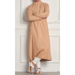 Qamis Long SUBTIL Beige/Blanc