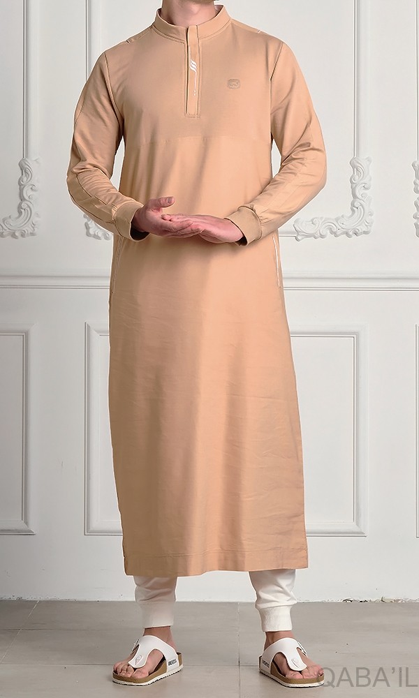 Qamis Long SUBTIL Beige/Blanc