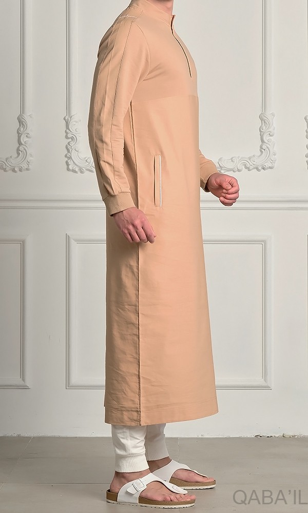 Qamis Long SUBTIL Beige/Blanc