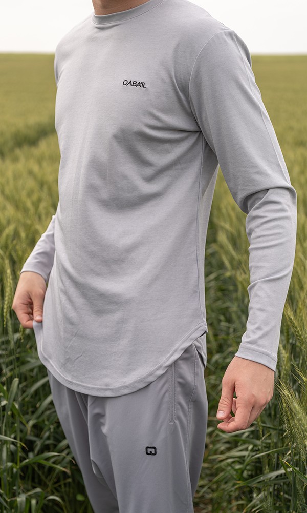 T-SHIRT MANCHE LONGUE LEGER Gris clair