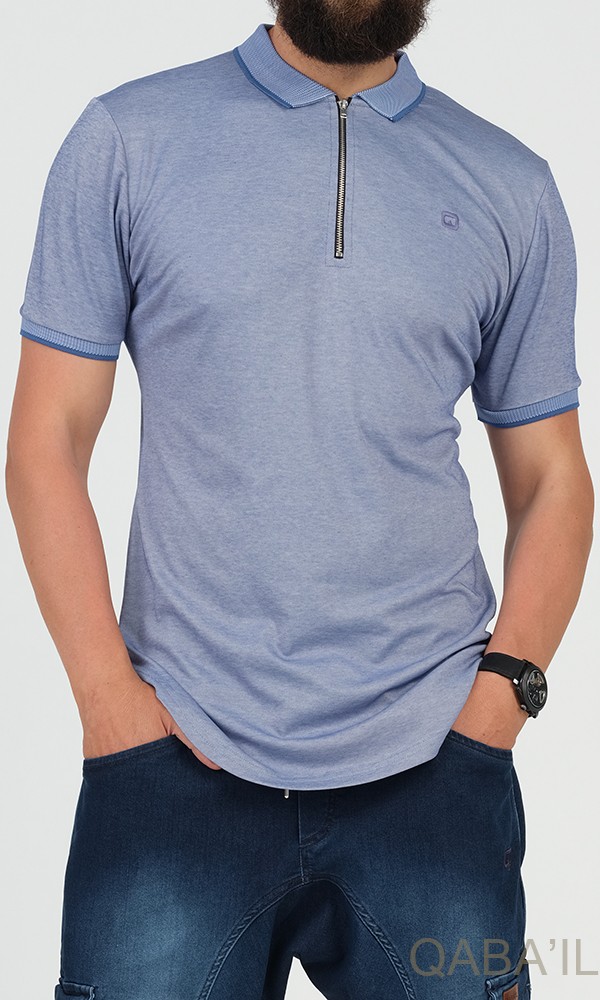 POLO ZIP UP Bleu
