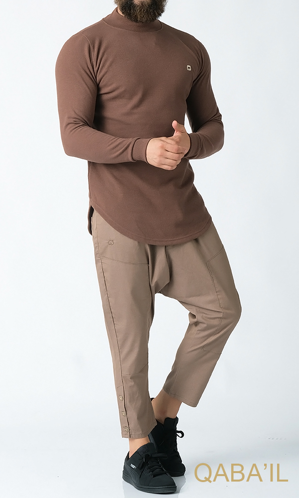 pull col montant brown